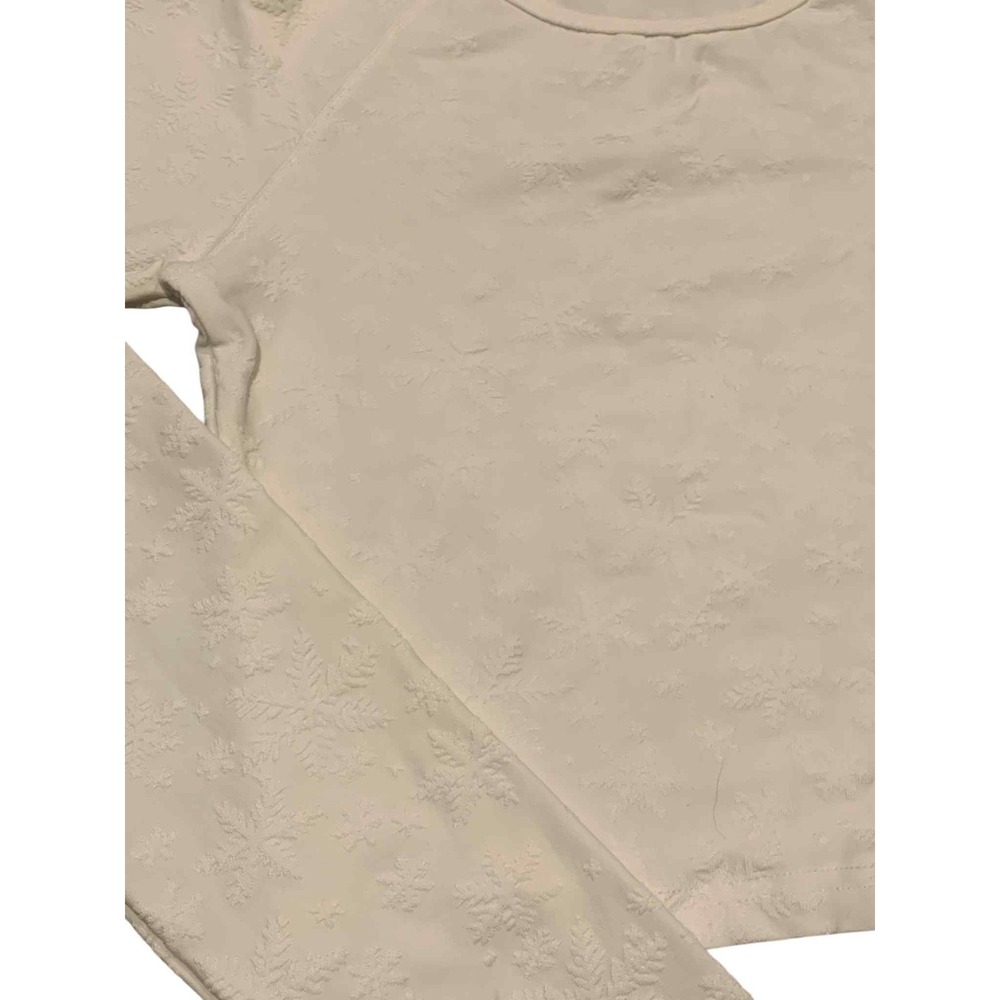 Zyia Active Long Sleeve Top Womens Medium Cream Snowflake‎ Jacquard Winter Core